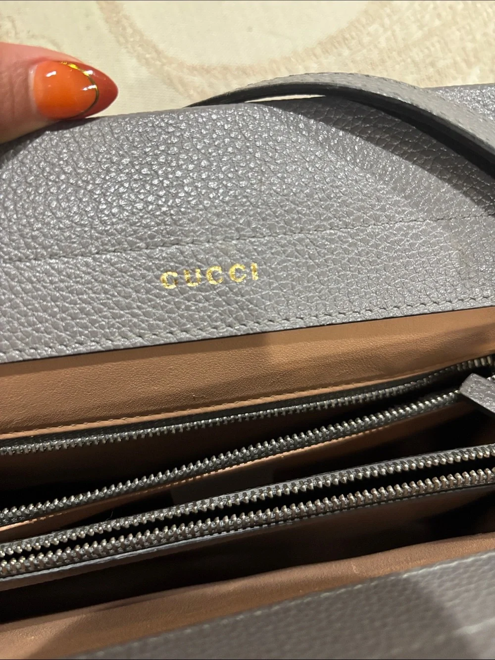 Gucci Gray Leather Satchel with Gold Horsebit Detail